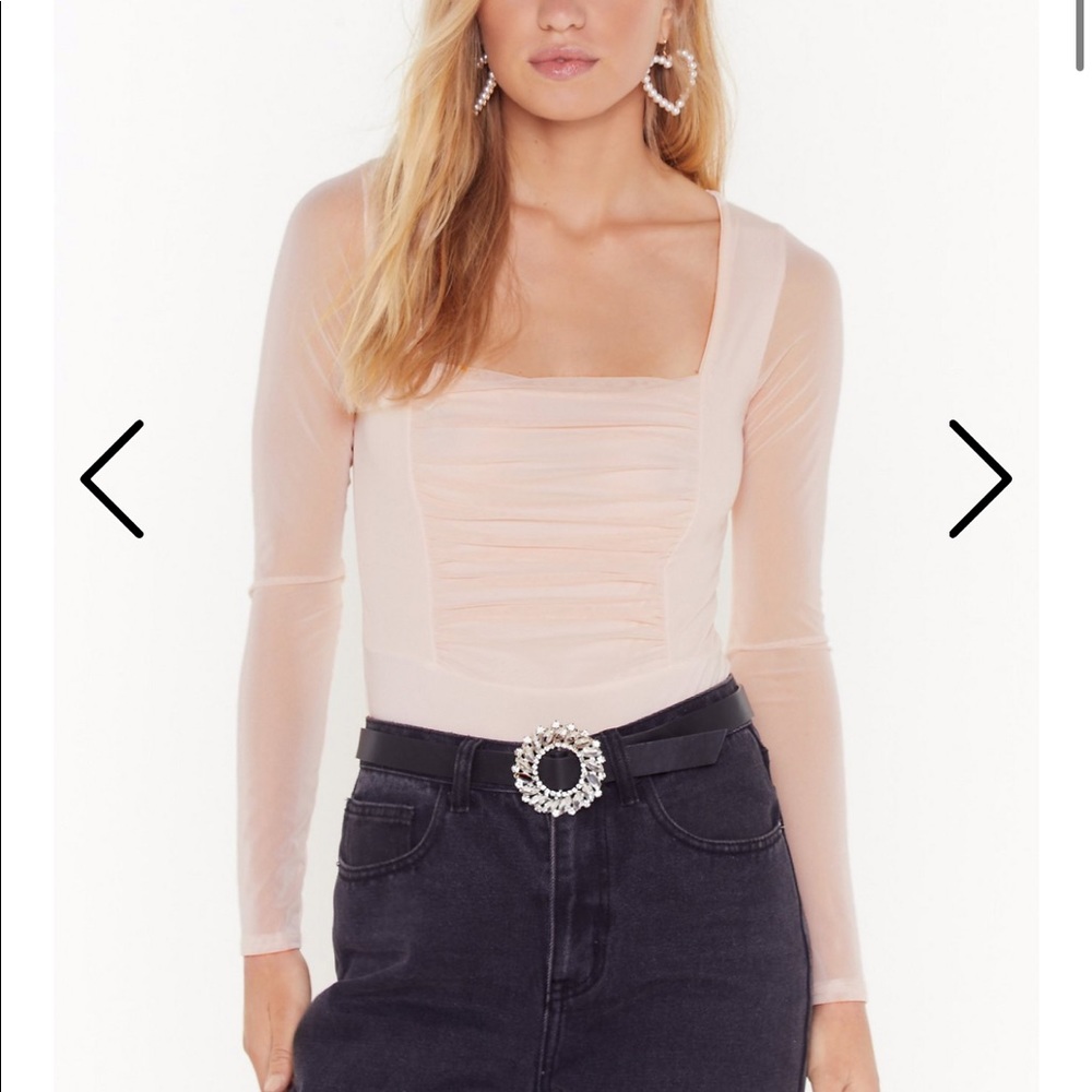 Mesh High Leg Body Suit with Ruched Detailing